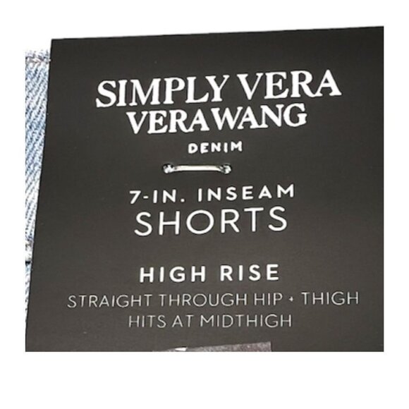 Simply Vera Wang Womens High Rise Light Distressed Bermuda Jean Shorts Sz 14 New - Picture 8 of 11